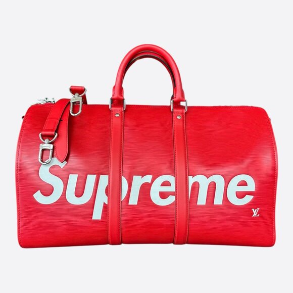 Louis Vuitton Supreme Red & White EPI Keepall 45 - Picture 1 of 7